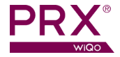 PRX WiQo logo displayed in magenta lettering on a clean white background